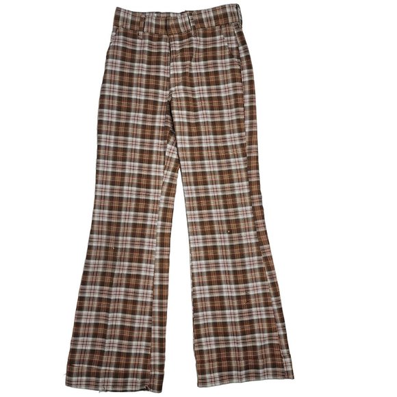 vintage hand made wool plaid belle bottom 70s pants see measurements - Picture 10 of 10